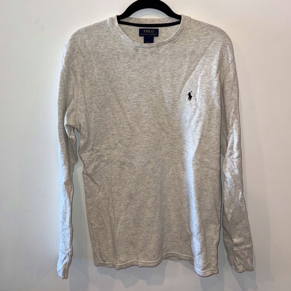 Mens Medium White Polo Long Sleeve Shirt - Picture 1 of 3